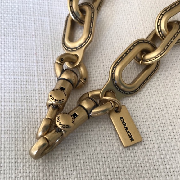 Coach Chunky Chain Link Strap In Brass - Picture 12 of 15
